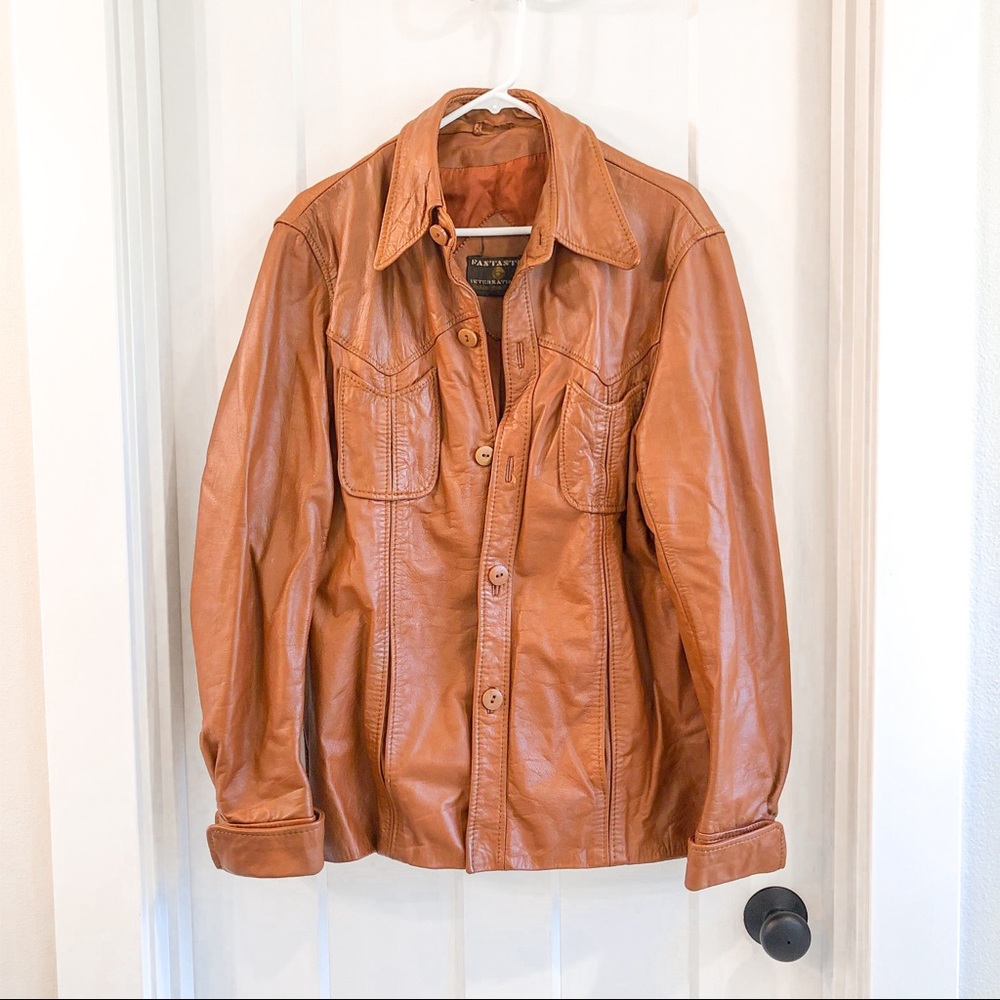 100% Genuine Leather Camel Brown Vintage Jacket